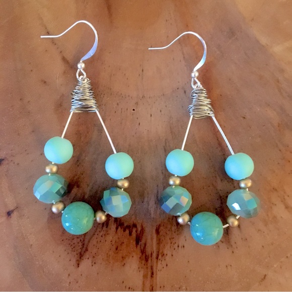 Turquoise AB + Mint Boho Earrings - Picture 2 of 5